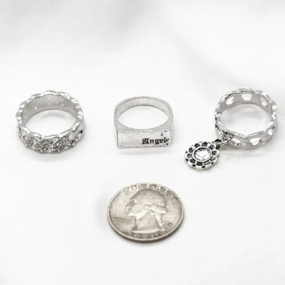 Silver Chain Ring Set